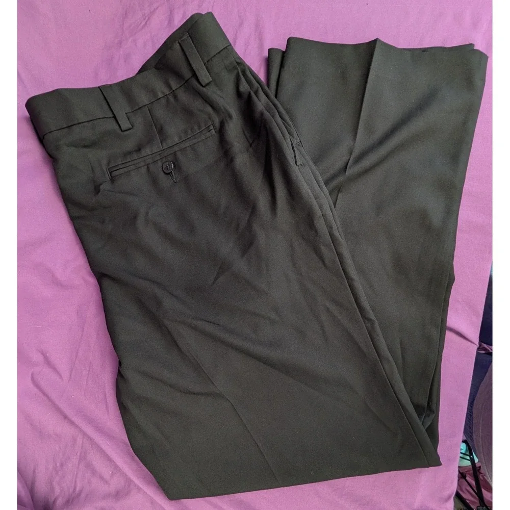 Vtg 90s Mens 42x31 Dark Green Pleated Cuffed Relaxed Baggy High Waist Pants